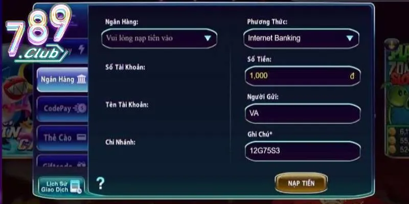 Nạp tiền qua ngân hàng là hình thức phổ biến nhất Nạp tiền qua ngân hàng là hình thức phổ biến nhất