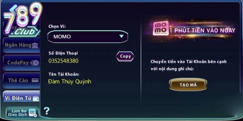 Nạp tiền qua ví điện tử Momo mang lại sự tiện lợi Nạp tiền qua ví điện tử Momo mang lại sự tiện lợi